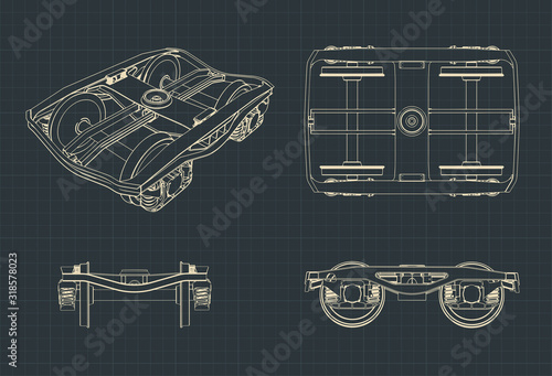 Wheelbase of a train car blueprint