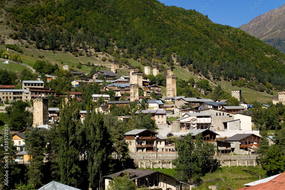 Svan towers are the main attraction of Mestia, a village in Svaneti, a mountainous region of Georgia. The towers of the VIII-XVIII centuries - ancestral constructions for housing and for protection