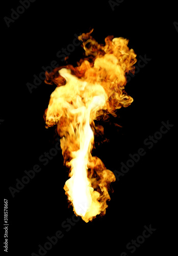 Large Fire Isolated On Black Background