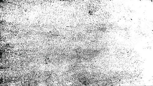 Abstract vector noise. Small particles of debris and dust. Distressed uneven background. Grunge texture overlay with rough and fine black particles isolated on white background. Vector illustration. 