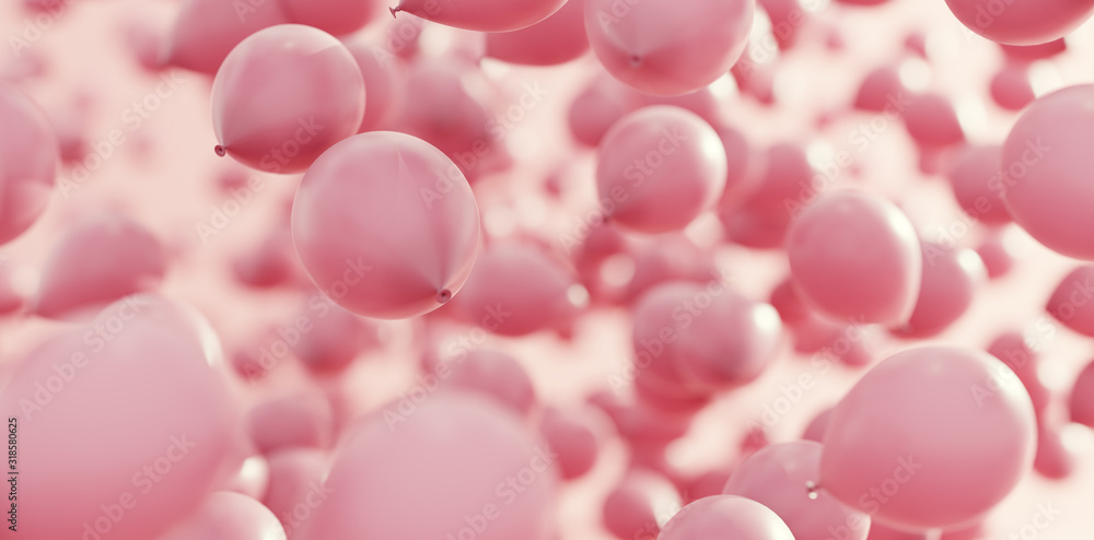 Pink balloons flying in the air. Greeting card Pink balloons flying in the air. Greeting card