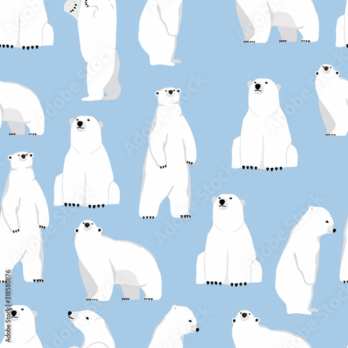 Winter background with polar bear,tree.Vector illustration seamless pattern for background,wallpaper,frabic.Editable element