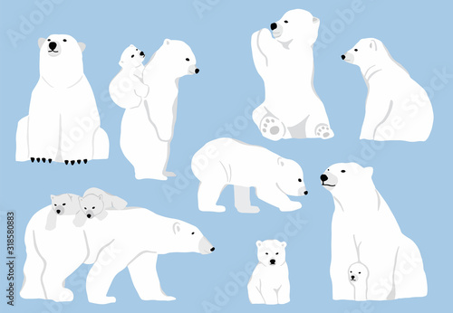 Simple white bear character.Vector illustration character doodle cartoon
