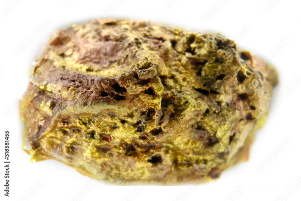 Real gold nugget of large size found in Russia in the far East, isolated in white background Real gold nugget of large size found in Russia in the far East, isolated in white background