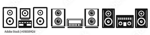 Home stereo system icons set. Simple set of home stereo system vector icons for web design on white background