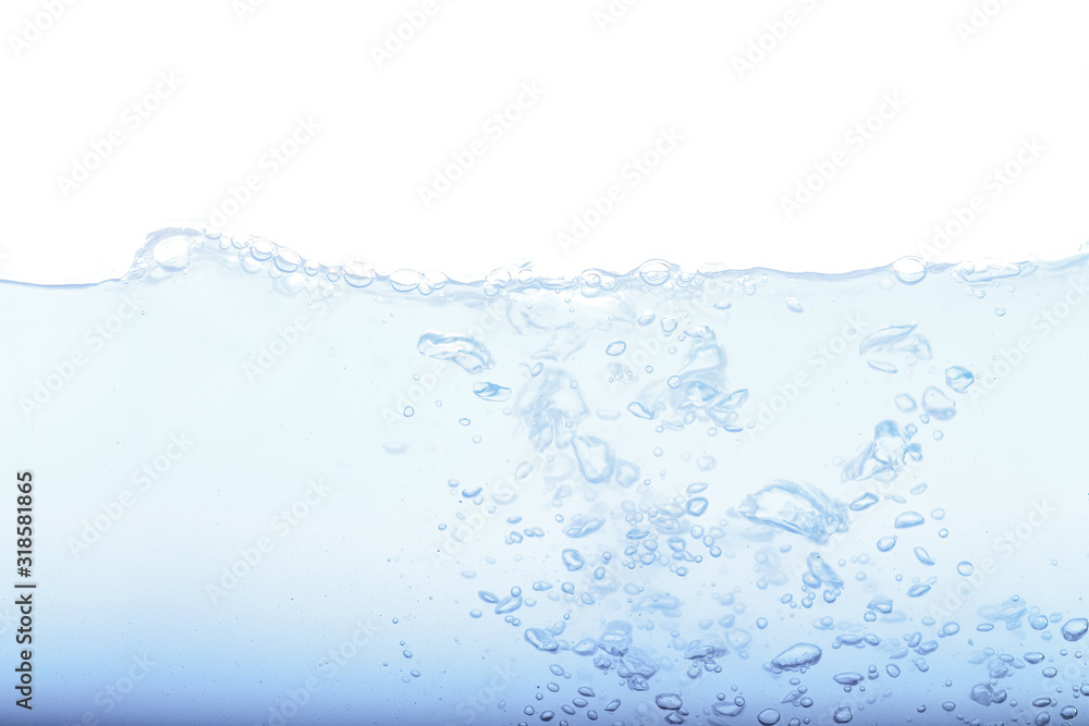 Obraz Level water and air bubbles over white background