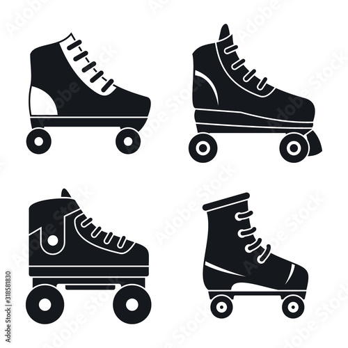 Quad roller skates icons set. Simple set of quad roller skates vector icons for web design on white background