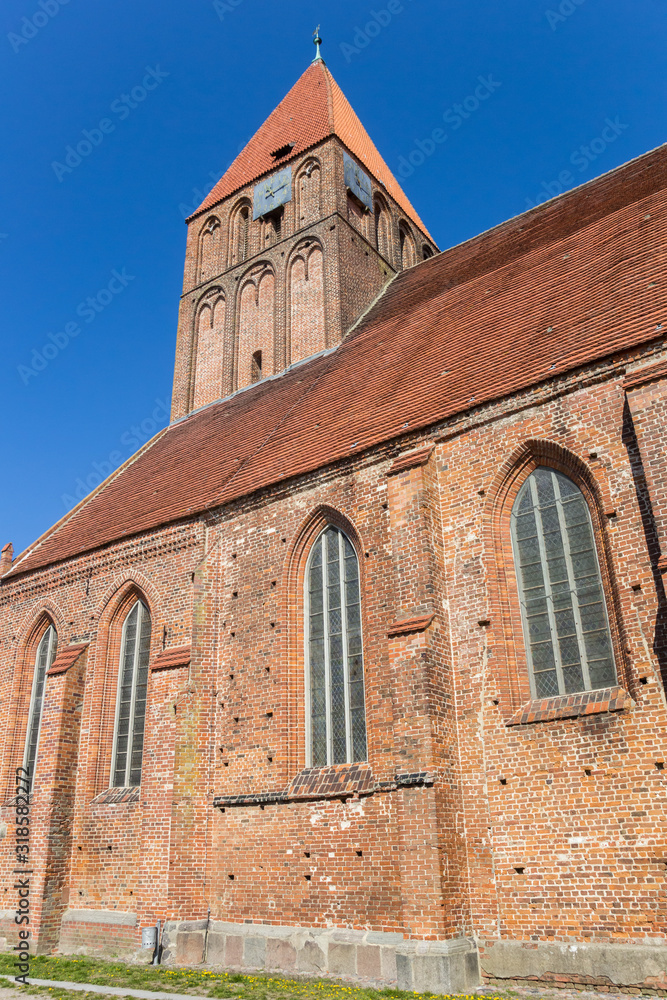 Historic Marienkirche church in the old town of Grimmen, Germany