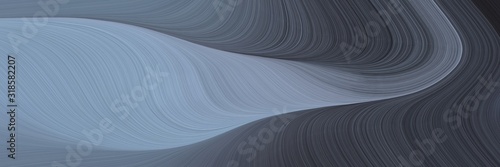 dynamic horizontal banner with light slate gray, very dark blue and dark slate gray colors. dynamic curved lines with fluid flowing waves and curves
