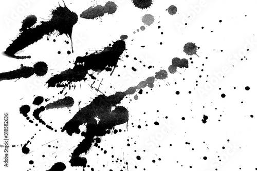 Watercolor surface with splashes Black watercolor