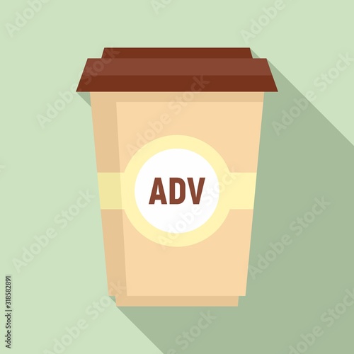 Adv coffee cup icon. Flat illustration of adv coffee cup vector icon for web design
