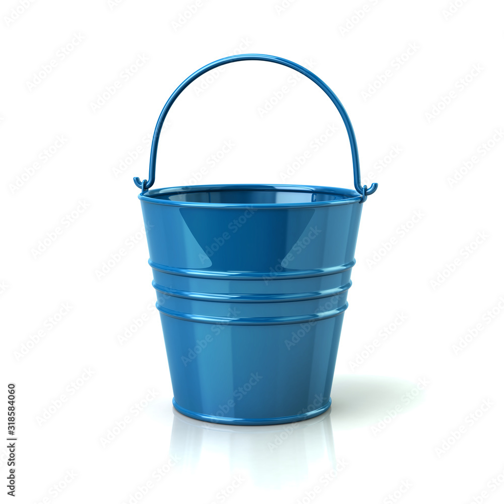 Blue bucket with handle 3d illustration Blue bucket with handle 3d illustration