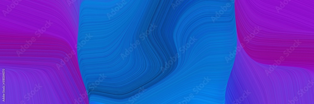 surreal banner design with strong blue, dark violet and blue violet colors. dynamic curved lines with fluid flowing waves and curves