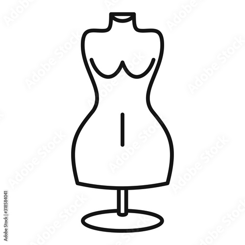 Woman dress mannequin icon. Outline woman dress mannequin vector icon for web design isolated on white background