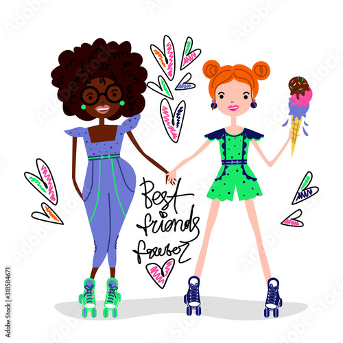 Girls are best friends on roller skates