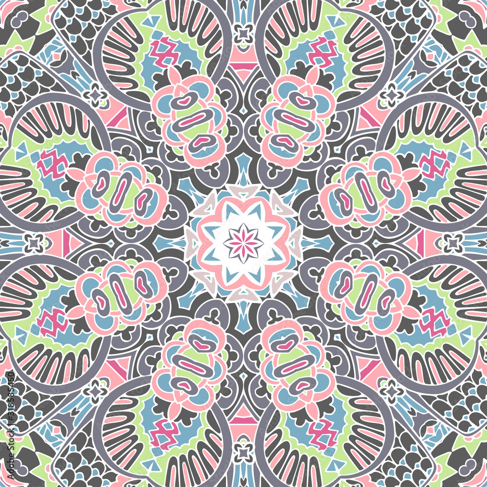 Fototapeta premium Festive Colorful Tribal ethnic seamless vector pattern ornamental