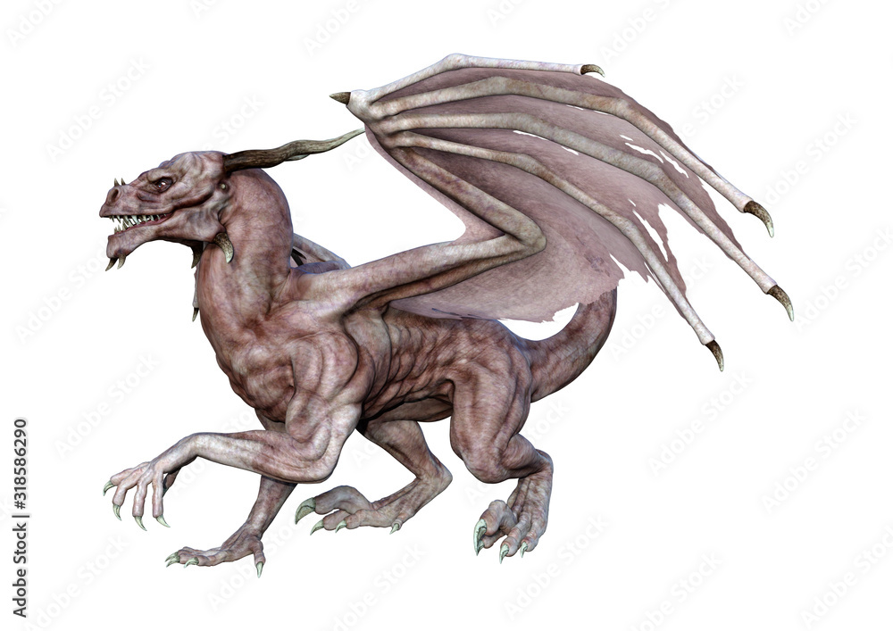 3D Rendering Fairy Tale Dragon on White 3D Rendering Fairy Tale Dragon on White