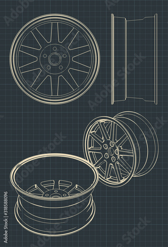 Automotive alloy wheels drawings