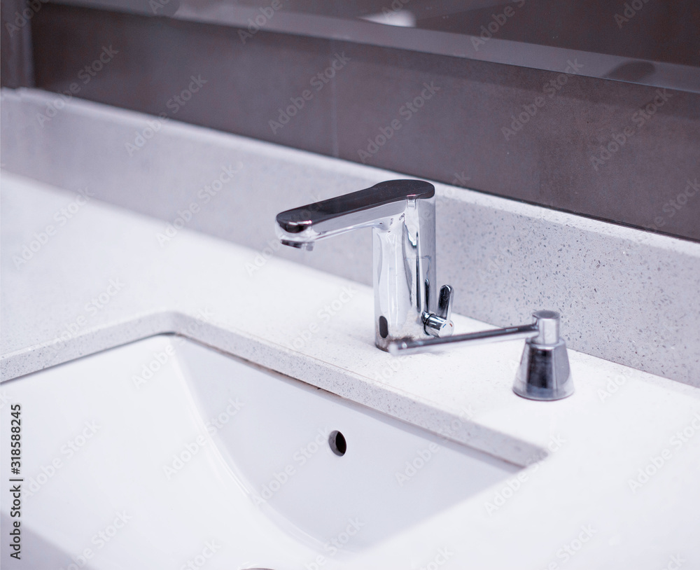 Modern washbasin for hand washing, beautiful interior, decoration Modern washbasin for hand washing, beautiful interior, decoration