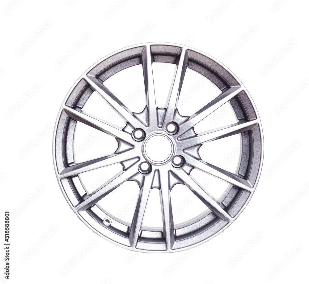 Beautiful car wheel in the form of rays on a white background, isolate, style
