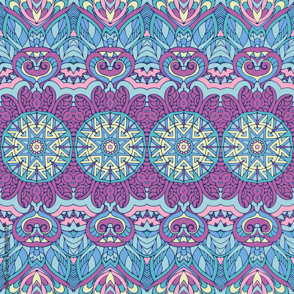 Fototapeta premium Tribal vintage abstract floral geometric ethnic seamless pattern ornamental