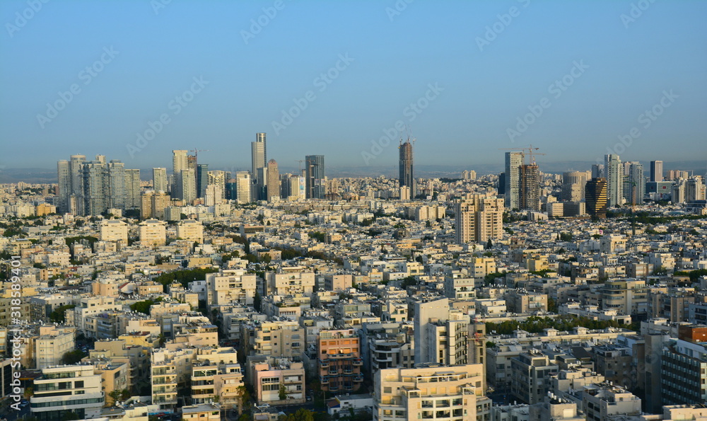 Fototapeta premium Vue Panoramique Hélicoptère Tel Aviv Israël
