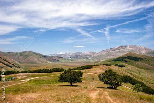 beautiful panorama of the Plain of Castelluccio of Norcia, Umbria,italy.