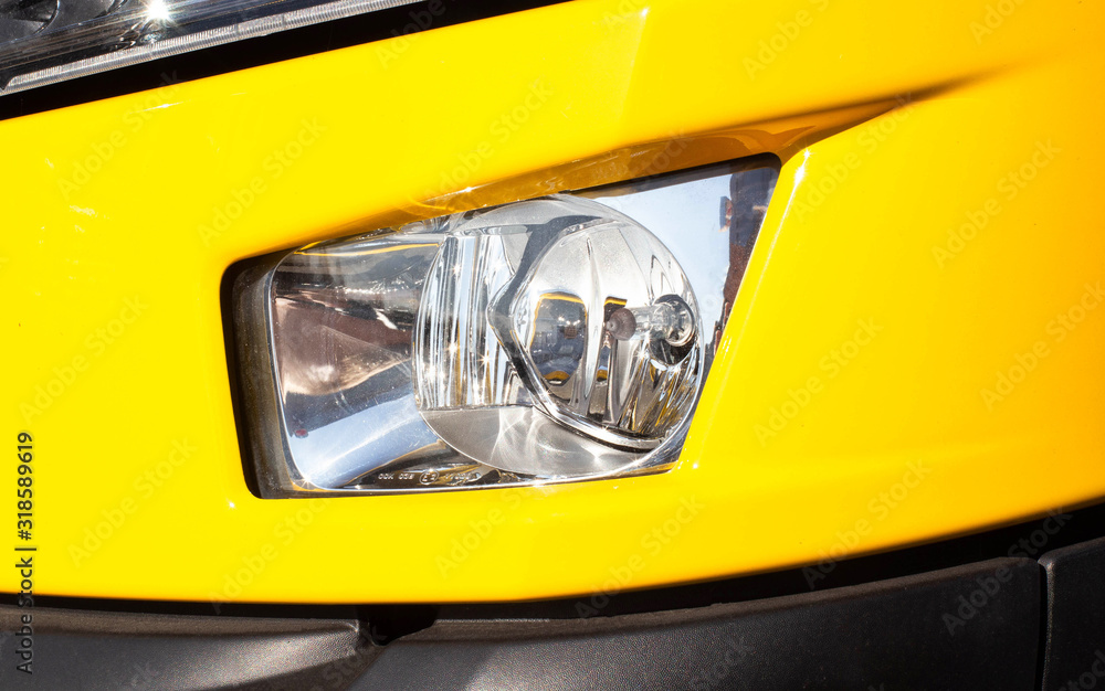 modern bumper fog light of a truck, close-up, headlight