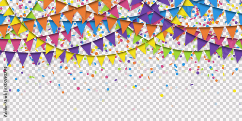 seamless colored confetti and garlands background
