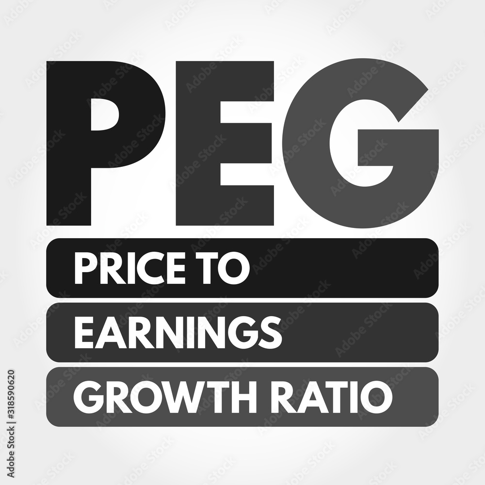 PEG - Price to Earnings Growth ratio acronym, business concept background PEG - Price to Earnings Growth ratio acronym, business concept background