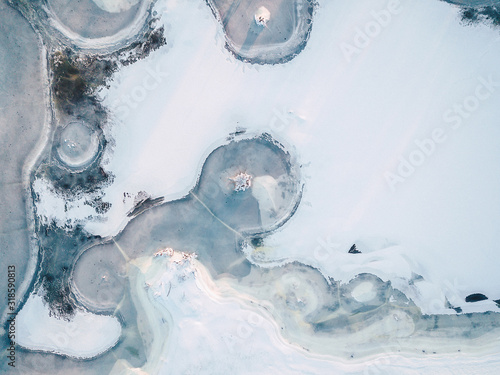 Aerial view of frozen Nemunas river, Lithuania photo