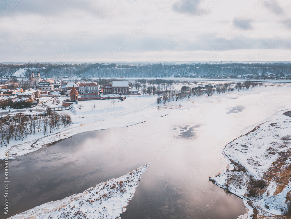 Kaunas old town in the winter day