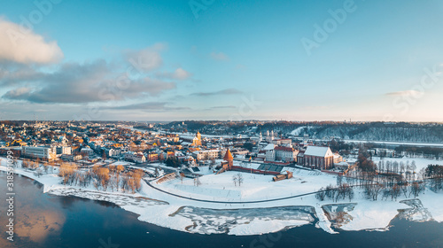 Kaunas old town in the winter evening