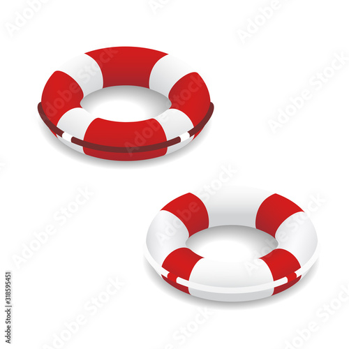Vector illustration. Isometric Lifebuoy are isolated on a white background. Isometric icon for your projects.
