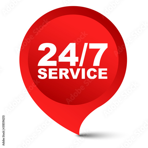 Free Download red vector banner 24/7 service - GFXLoad