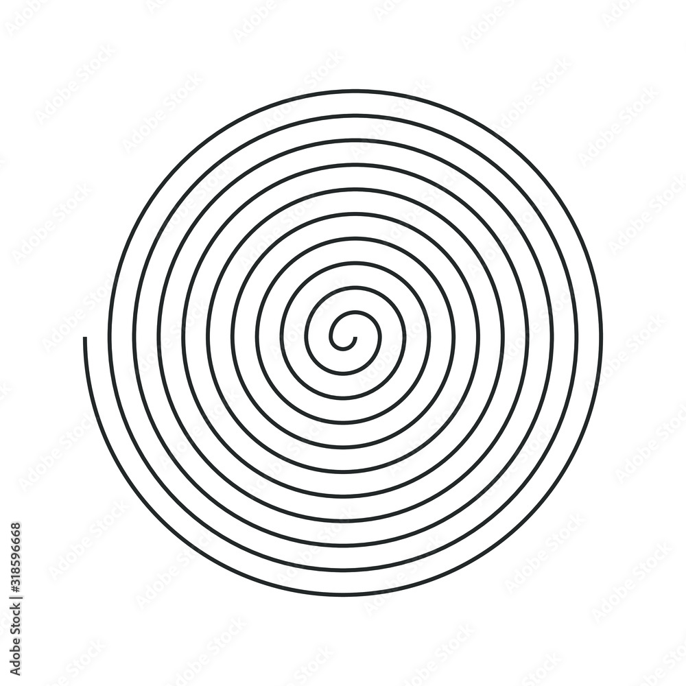 Editable stroke line spiral shape silhouette. Vector illustration image
