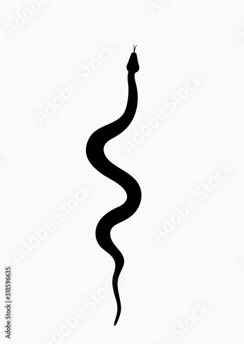 Black silhouette snake. Isolated symbol or icon snake on white background. Abstract sign snake. Vector illustration