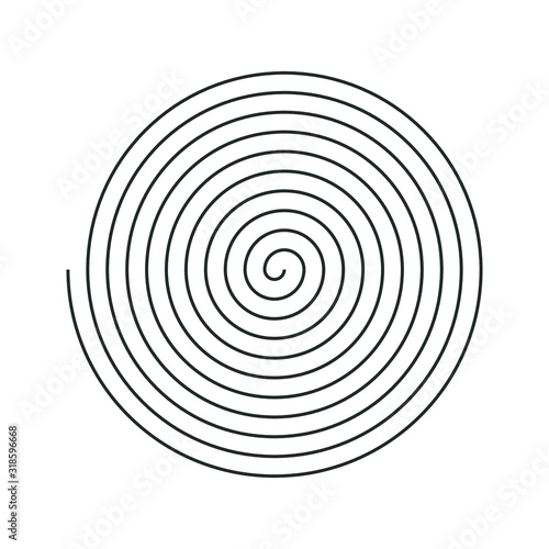 Editable stroke line spiral shape silhouette. Vector illustration image. Isolated on white background. Vortex swirl logo symbol sign.