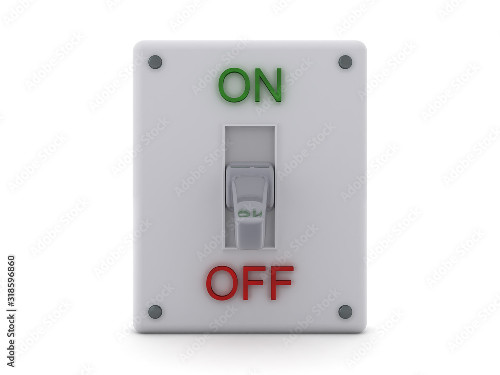 3D Rendering of on off switch turned off 3D Rendering of on off switch turned off