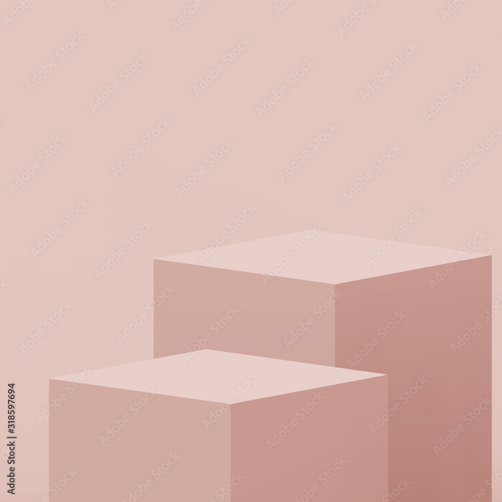 3d dusty pink cube and box podium minimal scene studio background. Abstract 3d geometric shape object illustration render. Natural color tones. 3d dusty pink cube and box podium minimal scene studio background. Abstract 3d geometric shape object illustration render. Natural color tones.