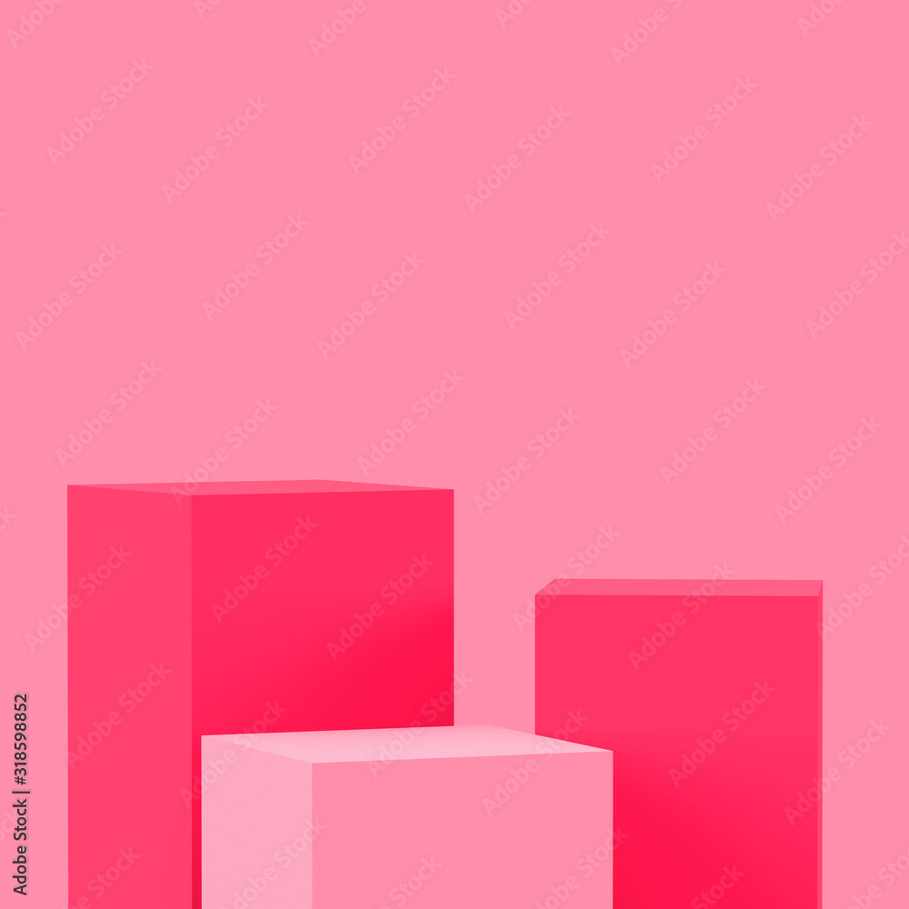 3d pink cubes square podium minimal studio background. Abstract 3d geometric shape object illustration render. Display for valentine product. 3d pink cubes square podium minimal studio background. Abstract 3d geometric shape object illustration render. Display for valentine product.