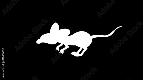 Looped animation of a running rat silhouette.  29.97 fps