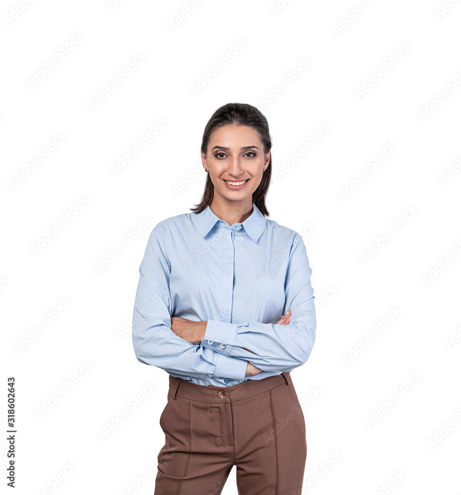 Smiling young businesswoman with crossed arms Smiling young businesswoman with crossed arms