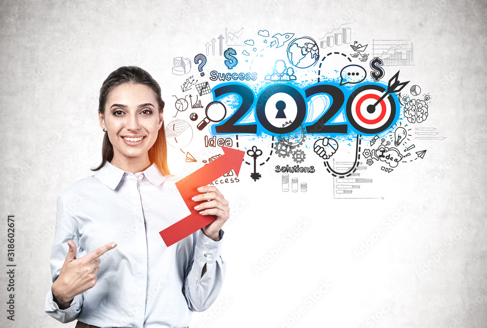 Woman with graph and 2020 goals Woman with graph and 2020 goals