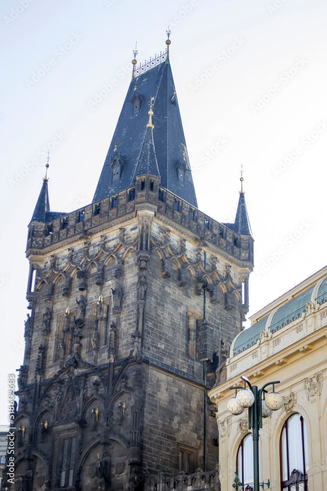 The Power Tower or Power Gate in Prague. Historic building. The Power Tower or Power Gate in Prague. Historic building.