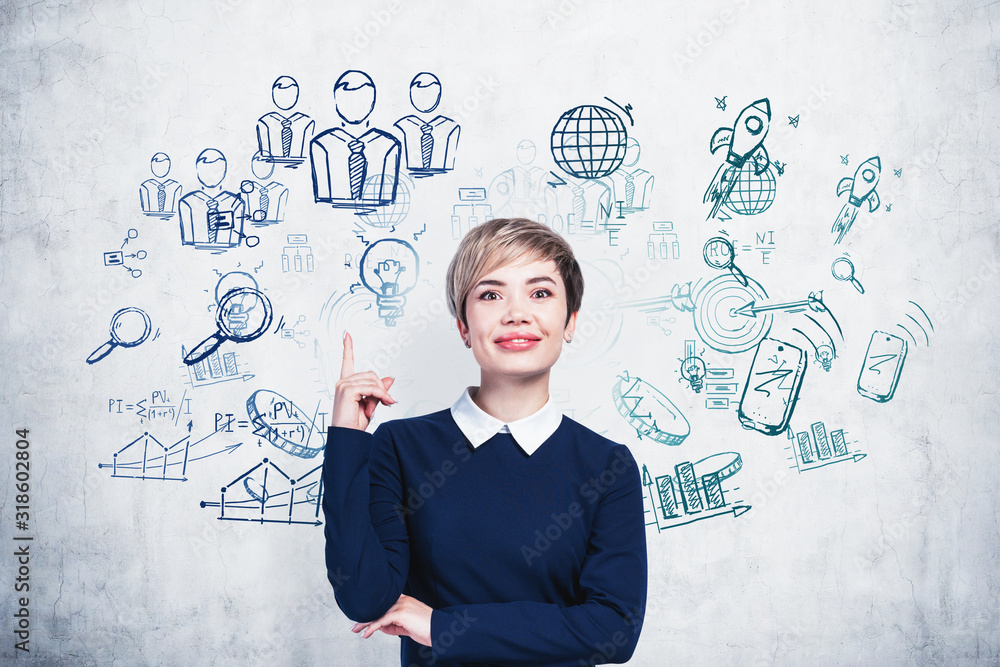 Smiling Asian woman and her business strategy Smiling Asian woman and her business strategy