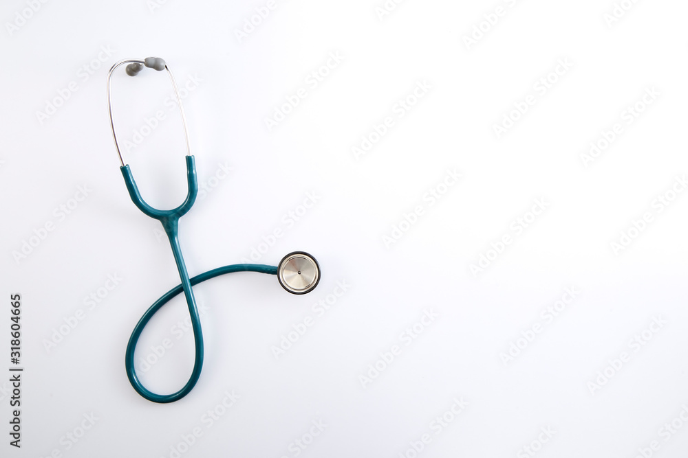 Close-Up Of Stethoscope On White Background Close-Up Of Stethoscope On White Background