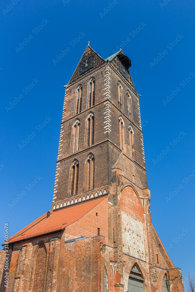 Tower of the St. Marien church in Wismar, Germany