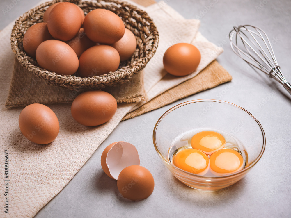 Organic chicken eggs food ingredients concept Organic chicken eggs food ingredients concept