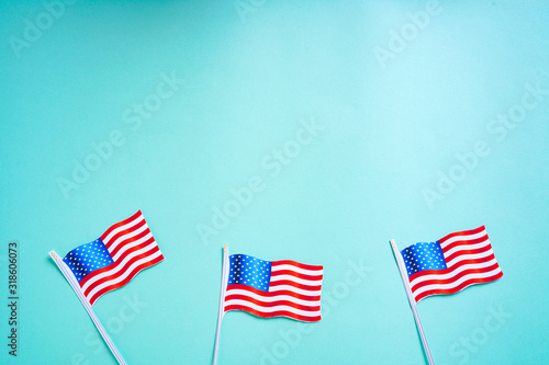 Concept of president day, American flag with copy space frame 